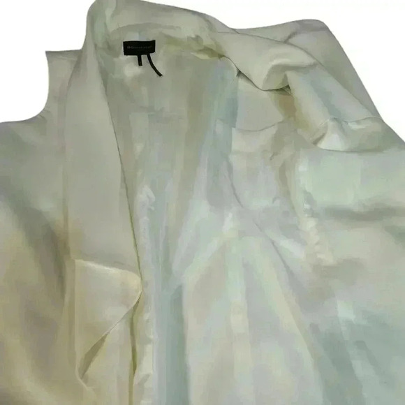 Donna Karan Modern Ivory Long Double Breasted Poly Vest Hook Closure Size 4 NWT - Picture 9 of 15